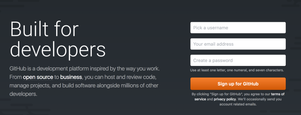 A form from GitHub showing user login