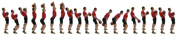 Kettlebell Snatch lift movement phases viewed from front