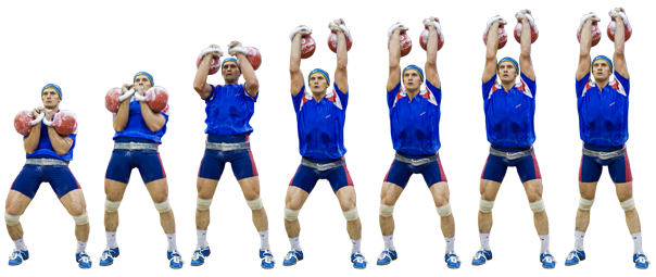 Kettlebell Jerk lift movement phases viewed from front